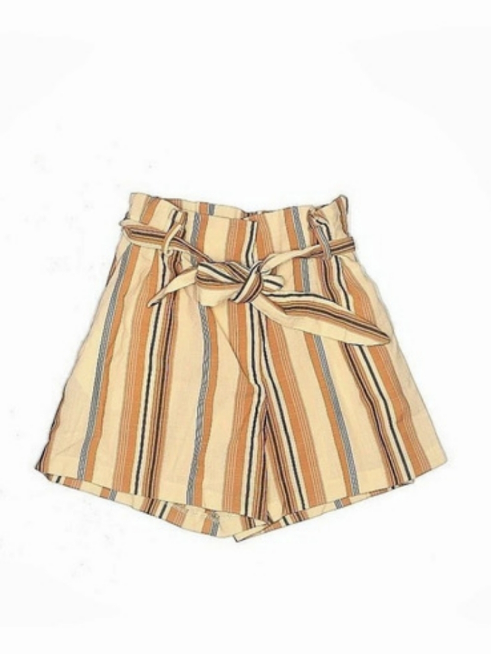 H&M Striped Paper Bag Shorts High Waist Shorts Orange & White Size 10